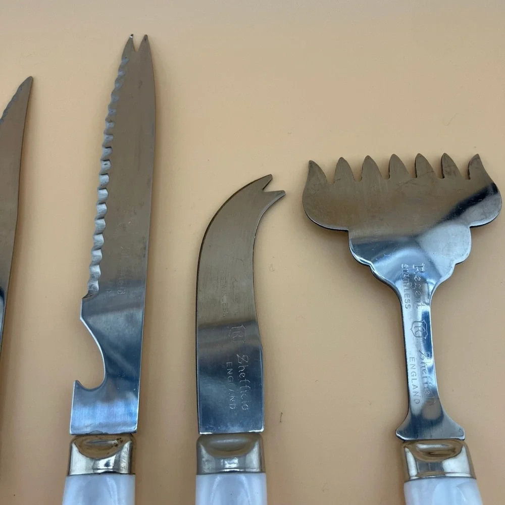 6 Piece Set Vintage Stainless Pearly Handle Charcuterie Regent Sheffield England